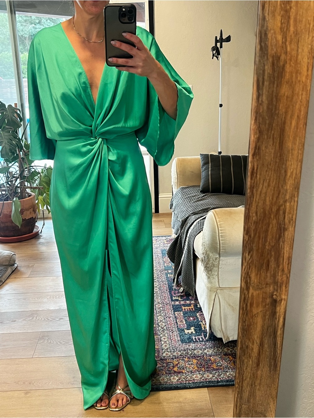 ASOS Emerald Twist-Front Maxi kimono Dress